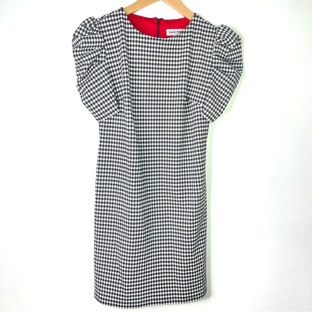 Shelby & Palmer Black & White Dress Puff Sleeve Houndstooth 6